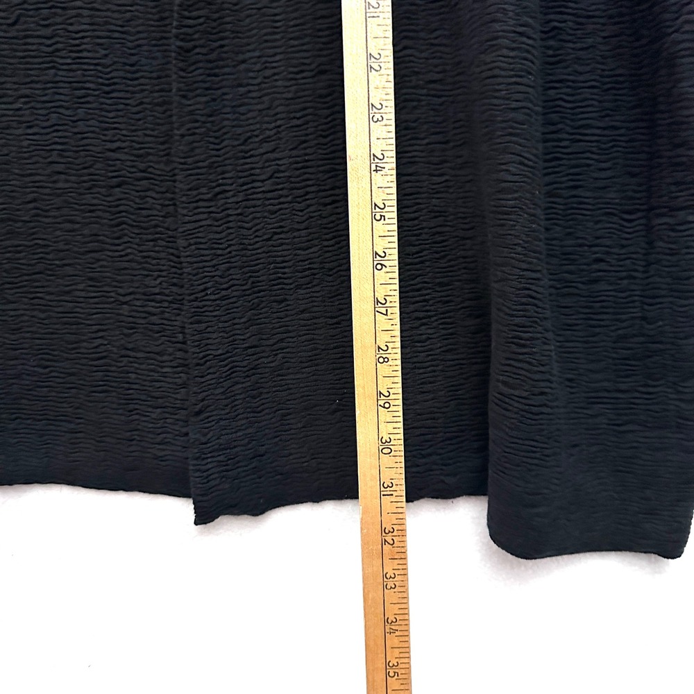 Eileen Fisher XL Silk Blend Textured Crinkle Open Front Cardigan Jacket Black - Picture 4 of 10
